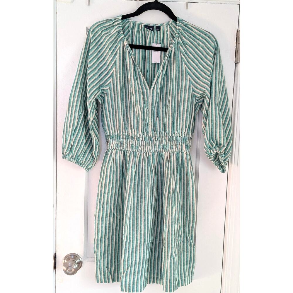 GAP Mint Green and White Striped Mini Dress